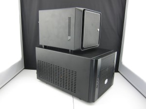 Norco S4-ITX case (top) compared to Coolermaster Elite 130